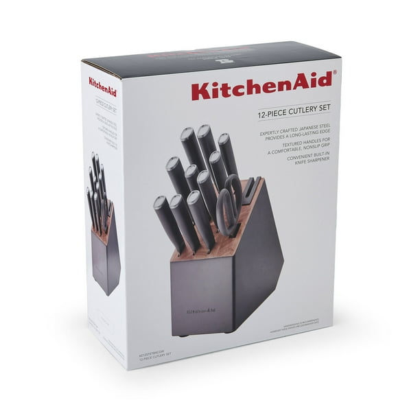KitchenAid Classic 12-Piece Japanese Steel Knife Block Set with