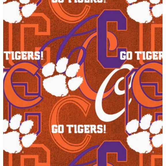 Official Licensed NCAA Clemson University Letters Fabric by the Yard