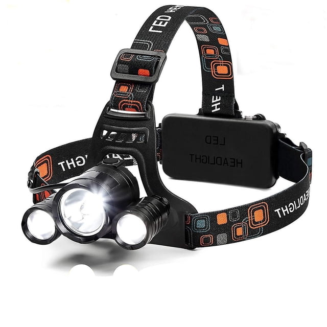 Kit de linterna frontal LED, faro extremadamente brillante de 6000 lúmenes con luz de seguridad roja, 4 modos, resistente al agua, luz portátil para acampar, andar en bicicleta, 2 Rech