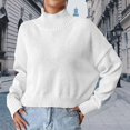 thumbnail image 2 of VISALY Turtleneck Sweatshirt Crochet Sweaters Turtleneck Sweater Oversized Long Sleeve Knitted Pullover Fall Winter Trendy Basic Crop Sweaters Hoodies Pullover Solid Sweatshirt Sweatshirt White S, 2 of 4