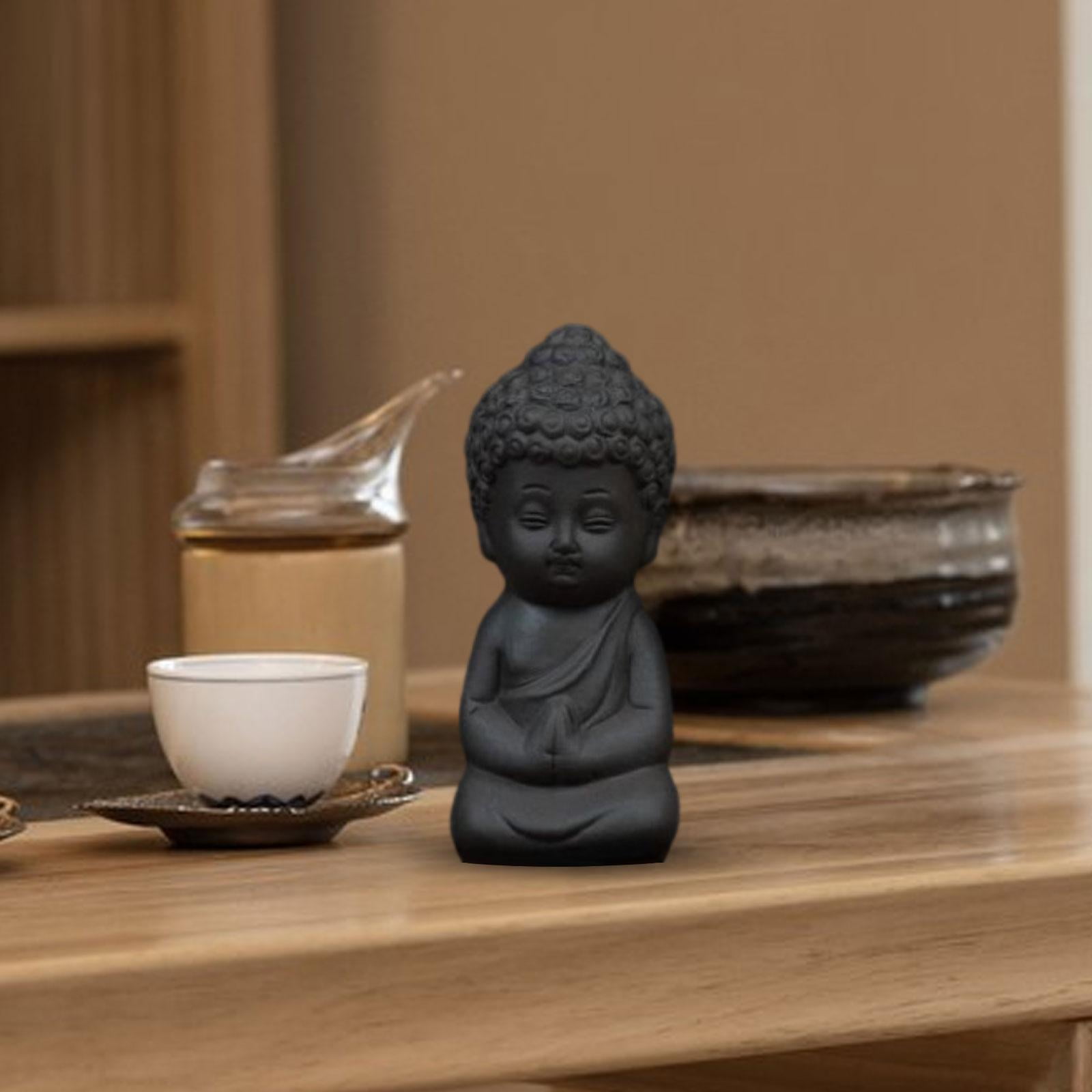 Pottery Clay Sculpture Tea Pet Miniature Lovely for Yoga Room Shelf Black