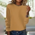 thumbnail image 2 of Womens Tops Spring Summer Crewneck Sweater Pullover Knit Solid Color Thin Long Sleeved Warm Top Autumn Coat Thermal Underwear Top Polyester & Spandex 1Pc Long Sleeve L Womens Fall Tops, 2 of 3
