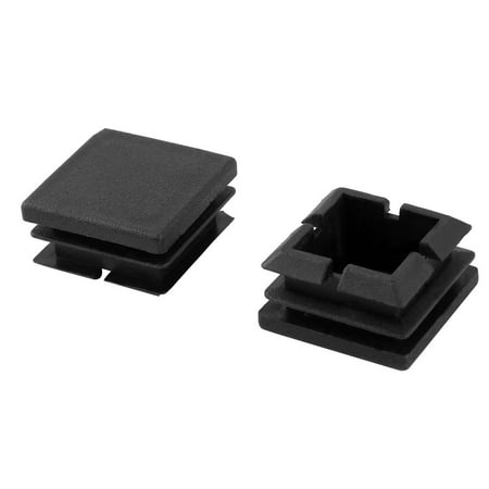 Rifled Tube - 2 x Black Plastic End Caps 25mm x 25mm Square Ribbed Tubing Tube Pipe Insert