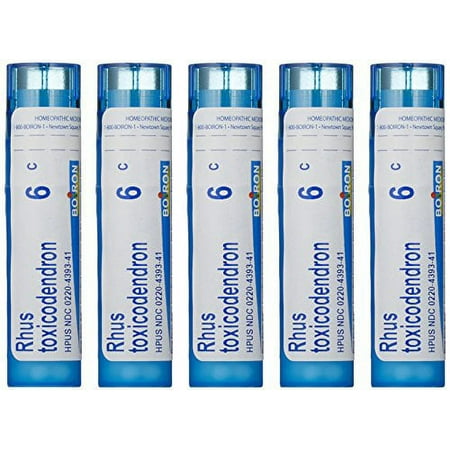Boiron Rhus Toxicodendron 6C, 5-Pack of 80 Pellet Tubes, Homeopathic Medicine for Joint Pain,