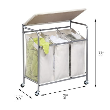 Honey Can Do Ironing Board and Laundry Sorter Combo, Beige