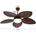 thumbnail image 2 of Eapmic Tropical Ceiling Fan Outdoor Downrod Ceiling Fan with Sunset Bowl Light, Five Hand Carved Wooden Leaf Blades for Dining Bed Room Patio Porch (52Inch), 2 of 9