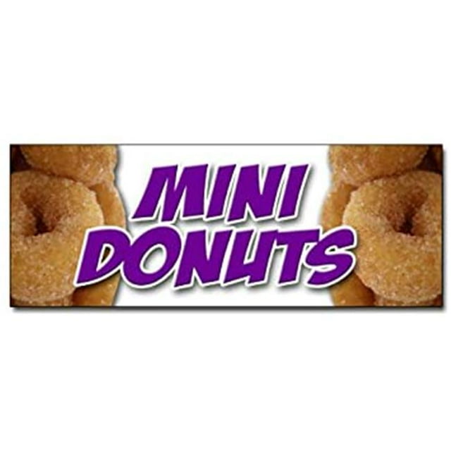 SignMission B-96 Mini Donuts 36 x 96 in. Mini Donuts Banner Sign - Donut Fried Sugar Chocolate Doughnut