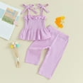 thumbnail image 2 of Infant Baby Toddler Girls Clothes Solid Color Sleeveless Camisole Linen Pants Set Baby Summer Outfits, 2 of 7