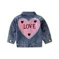 thumbnail image 5 of One opening Children Autumn Outfit, Blue Lapel Long-Sleeves Denim Jacket with Beadings & Heart-Shapes Sequin Decoration for Little Girls, 9 Months to 5 Years, 5 of 6