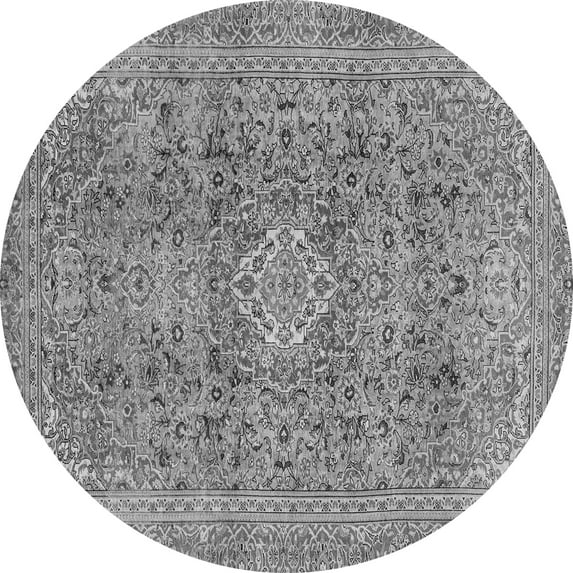 Ahgly Company Indoor Round Abstract Gray Modern Area Rugs, 7' Round