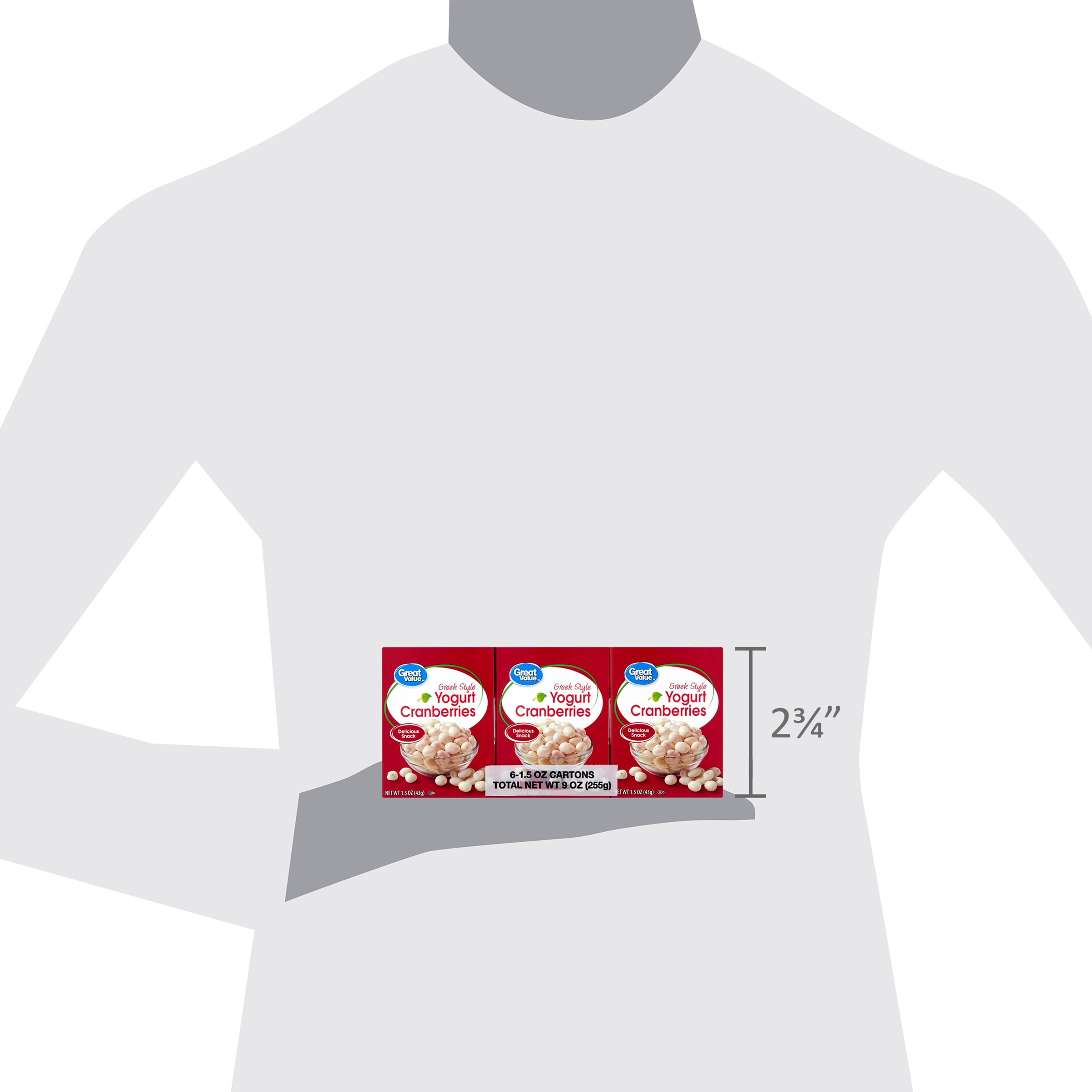 Great Value Greek Style Yogurt Cranberries, 1.5 oz, 6 Count