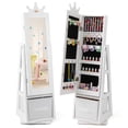 thumbnail image 1 of Gymax Armoire à Bijoux pour Enfants avec Tiroir Miroir Pleine Longueur 2 Angles d'Inclinaison Réglables Blanc, 1 of 10