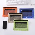 thumbnail image 1 of Estuche para lápices de 3 anillas, paquete de 4 estuches con cremallera, estuche para lápices con doble bolsillo y ventana de malla, estuche doble transparente con doble cremallera (verde, caqui, azul, naranja) oso de fresa Electrónica, 1 of 5