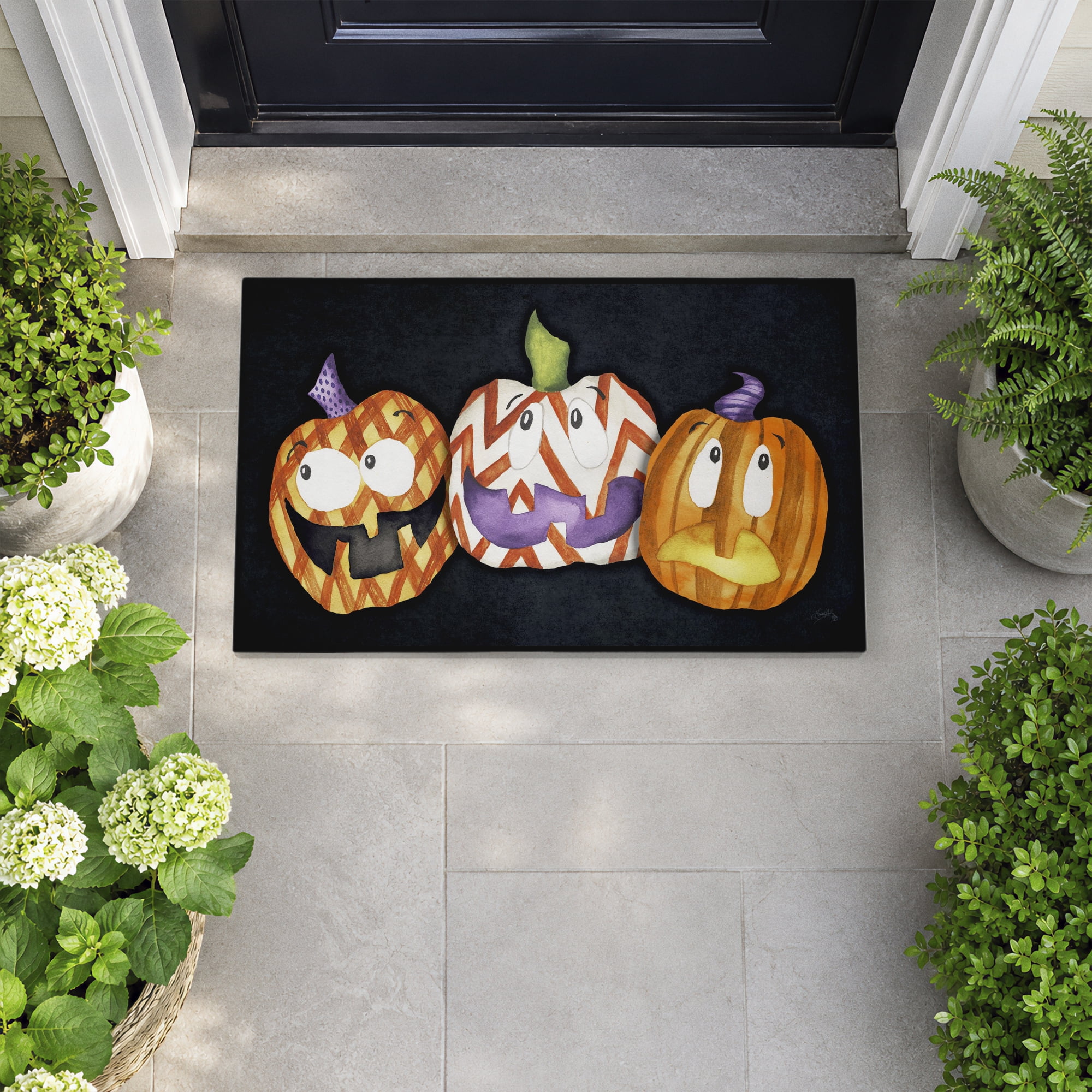 Stupell Industries Three Patterned Pumpkins Printed Outdoor Door Floor Mat, design by Elizabeth Medley