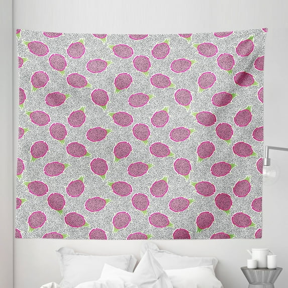 Tropical Tapestry, Cross-Sectional View of Pitaya the Dragon Fruit on a Background Forms, Fabric Wall Hanging Decor for Bedroom Living Room Dorm, 5 Sizes, Multicolor, by Ambesonne