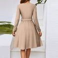 thumbnail image 3 of Xyxonk Women's Casual Dresses Formal Long Sleeve Teacher Dress Fall Empire Waist a Line Dresses Office V-Neck Floral Print Dress Khaki XL, 3 of 4
