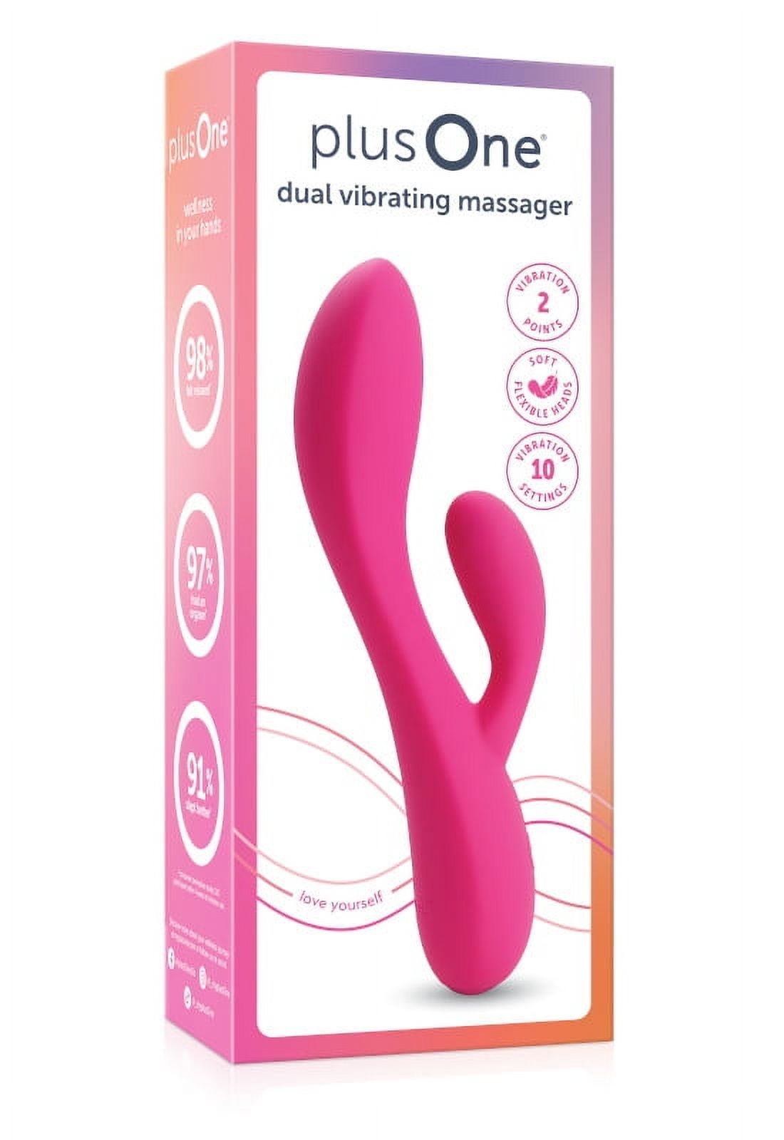 plusOne Dual Rabbit Vibrator, High-quality Silicone, Pink - Walmart.com