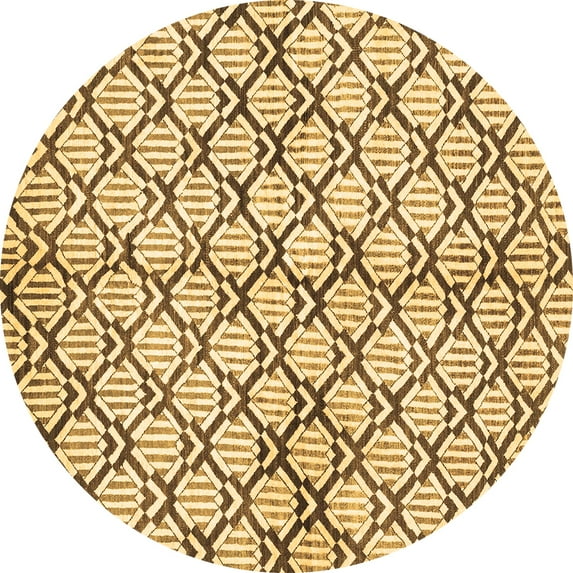 Ahgly Company Indoor Round Abstract Brown Modern Area Rugs, 3' Round