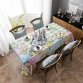 thumbnail image 4 of Easter Rectangle Tablecloth, Spring Rabbit Eggs Botanical Floral Green Lattice Waterproof & StainResistant Tablecloth, Washable Oil-proof Table Cover for Dining/Party/Wedding/Camping/Buffet 52x70 In, 4 of 9