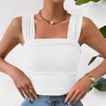thumbnail image 4 of Lixiuxyad Tank Tops for Women Women's Solid Color Fashionable Sleeveless Open Navel Square Neck Shoulder Strap Vest Top(White M), 4 of 6