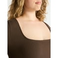 thumbnail image 3 of Terra & Sky Women's Plus Long Sleeve Ribbed Midi Dress, Sizes 0X-5X, 3 of 4