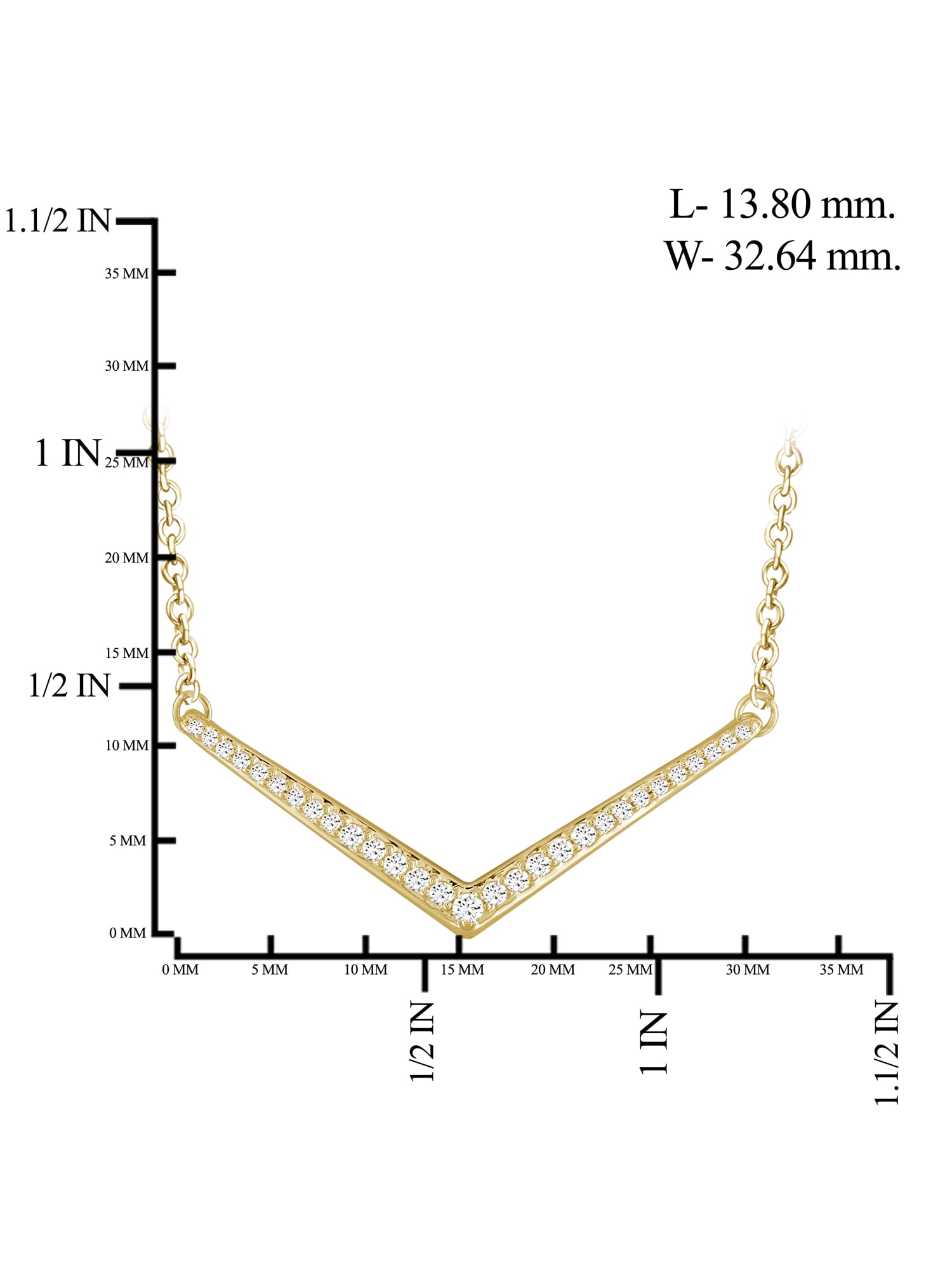 Silver Chain Necklace for Women – 14K Gold Plated Silver V Shape Necklace with Sparkling Genuine 0.25 CTW White Diamonds – Chic, Stunning Silver Statement Necklace Gifts by JewelersClub
