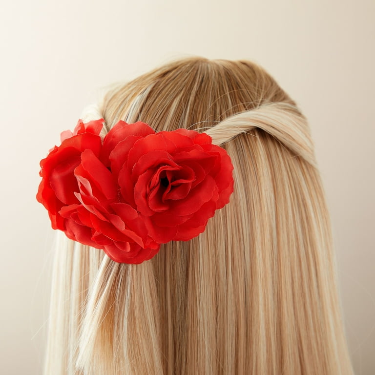 Red flower 2024 hair piece