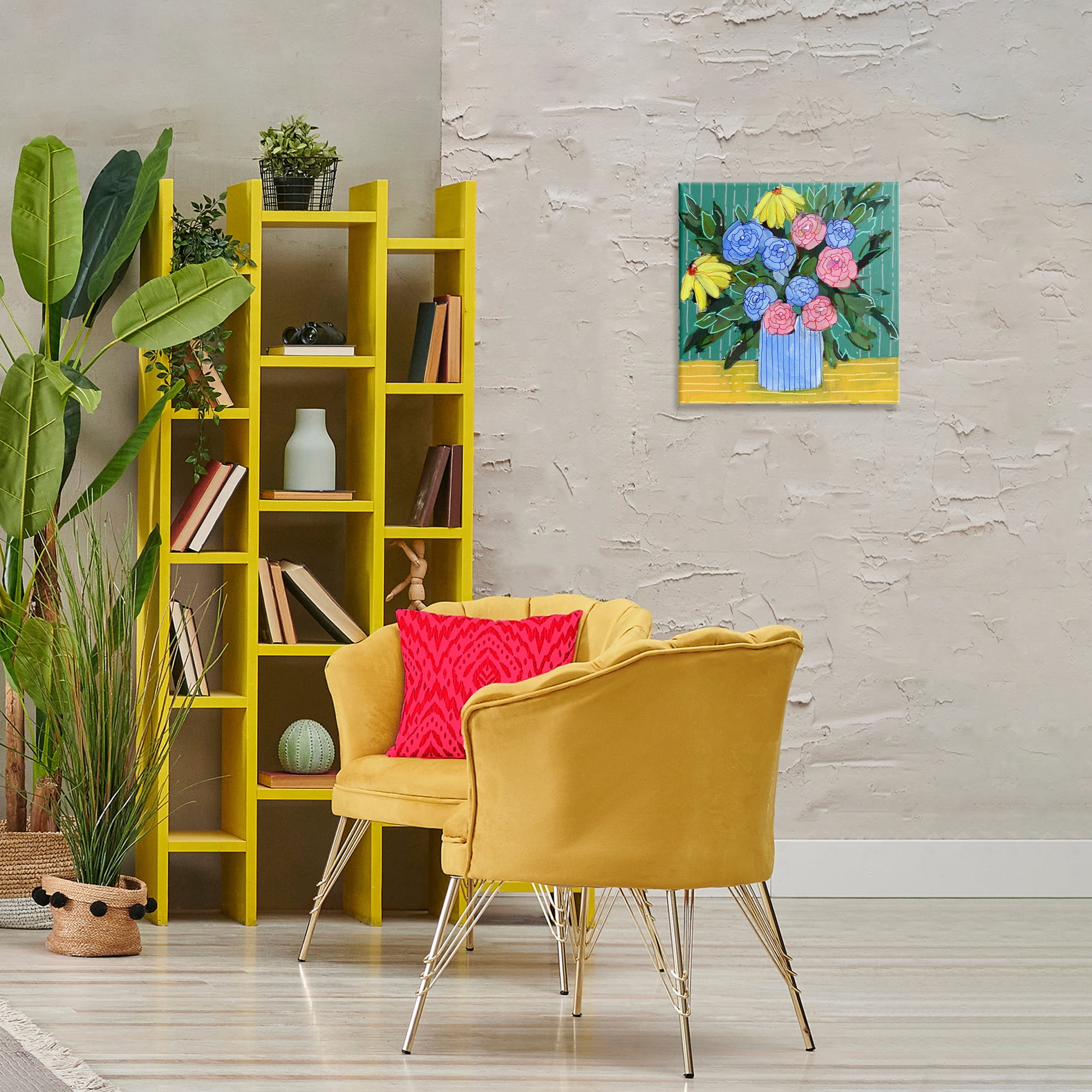 Stupell Industries Modern Style Blooms Plants & Flowers Painting Wrapped Canvas Art Print Wall Art, 17 x 17