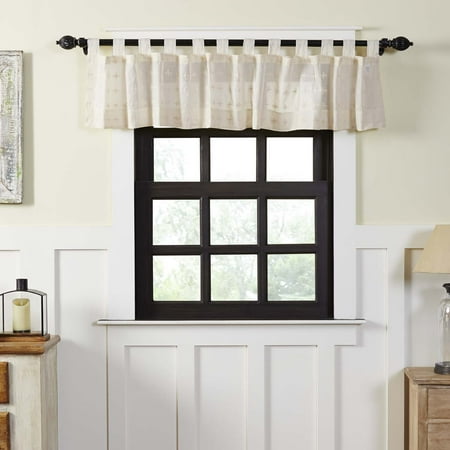 - Creme White Farmhouse Kitchen Curtains Willow Tab Top Cotton Embroidered Sheer Solid Color 16x72 Valance