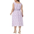 thumbnail image 3 of Agnes Orinda Women's Plus Size Square Neck Sleeveless Floral Flowy Stretchy Waist Midi Dresses 2X Purple, 3 of 5