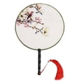 thumbnail image 1 of Round Double-Sided Pattern Chinese Ancient Hand Fan Classic Palace Paddle Hand Fan, 1 of 5