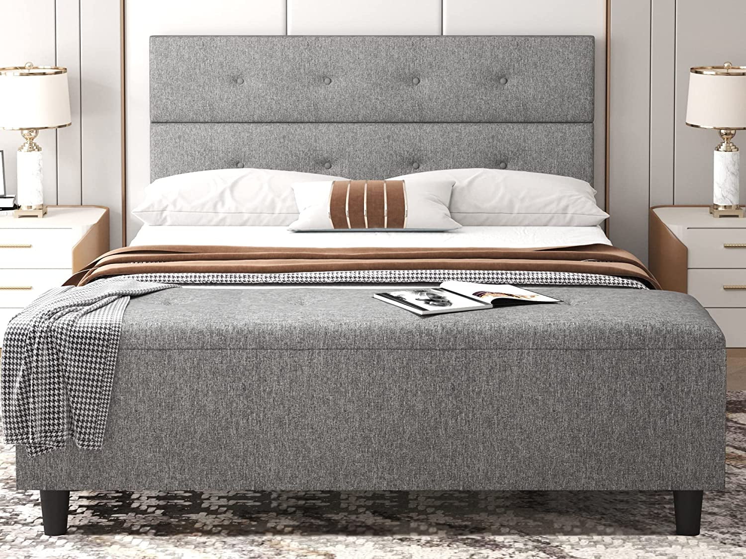 SHA CERLIN Modern Heavy Duty Queen Size Platform Bed Frame with