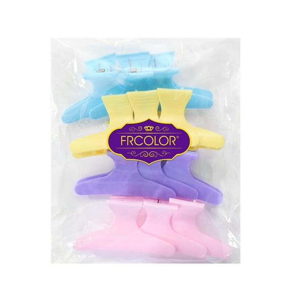 WHAMVOX FRCOLOR 12pcs Fashion Plastic Colorful Hair Clips Hairdressing Tool Hair Claw Salon Section Clip Clamps Hairpin Styling Tools (Random Color)