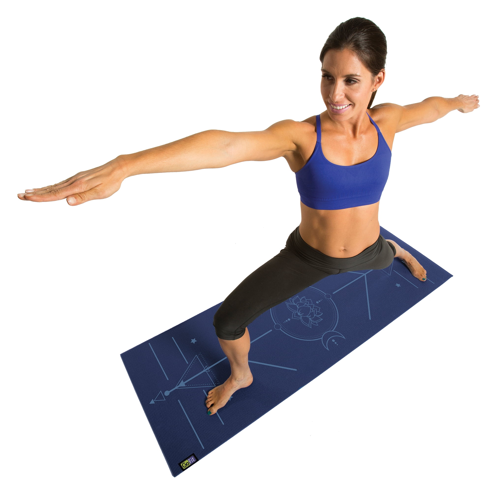 GoFit Yoga Mat Kit 24x68 Inch with Foam Block, Strap, Chart and Carrying Bag, Blue