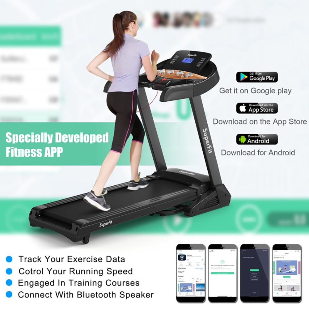 Topcobe 3.75HP Electric Folding Treadmill with Auto Incline 12 Program APP Control, Indoor Fitness Equipment, Modern Sports Equipment