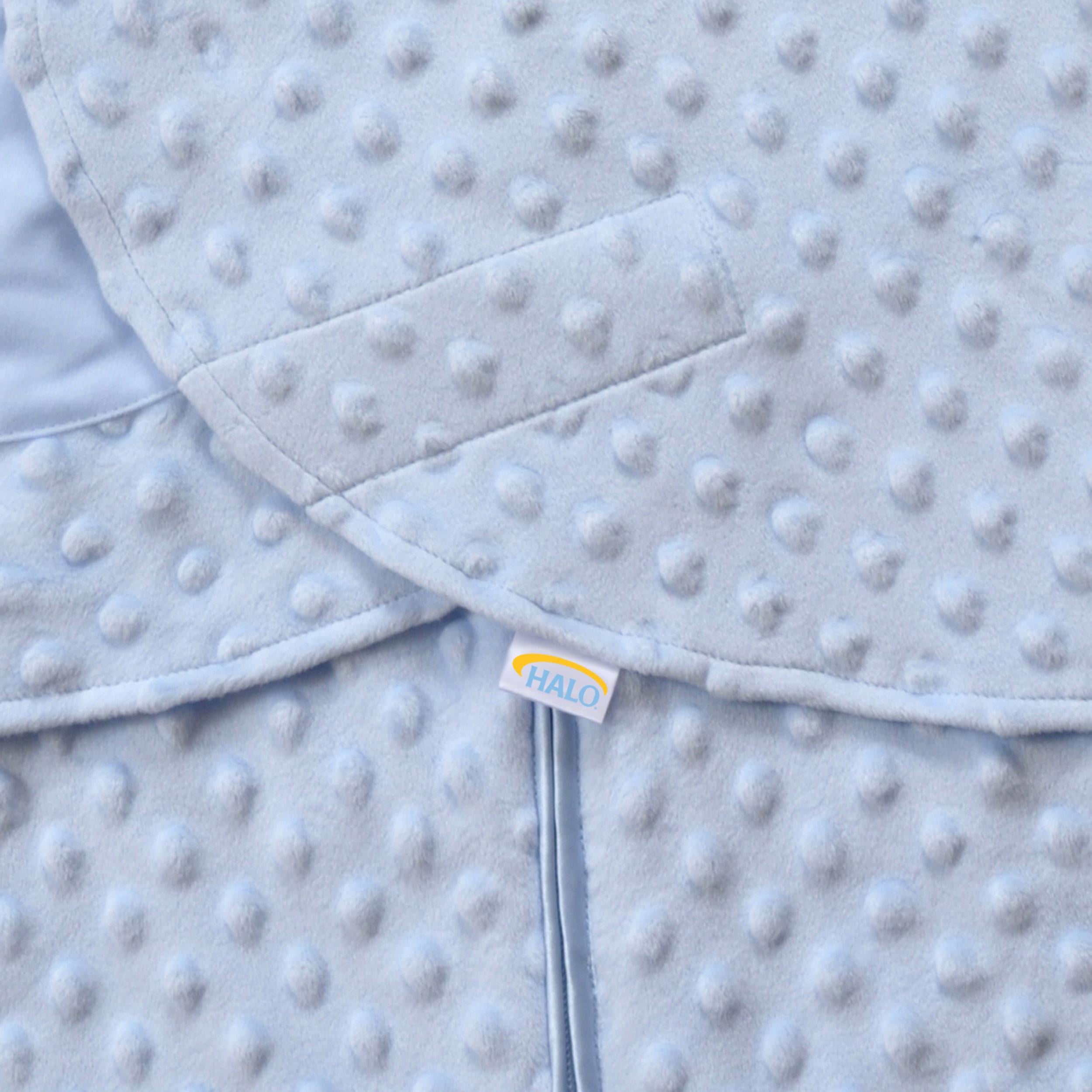 HALO SleepSack Swaddle, Plushy Dot Velboa, Blue, Boys, Newborn, 0-3 Months