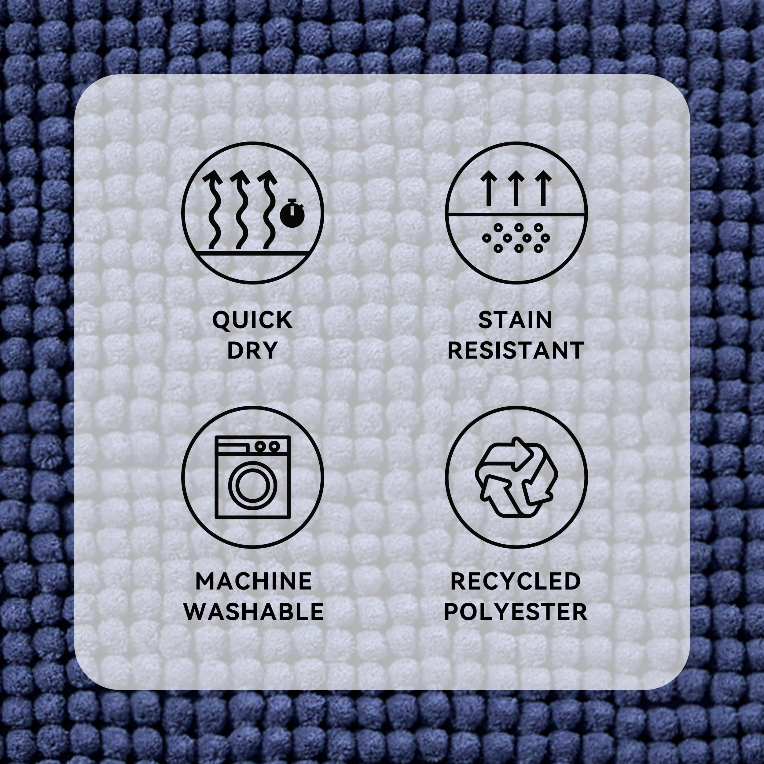 Mainstays Performance Foam Noodle Bath Rugs, 20"x32" Navy