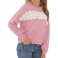 thumbnail image 4 of Chemise Tricotée à Manches Longues Col Rond en Dentelle pour Femmes, 4 of 6