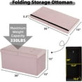 thumbnail image 3 of 30 Inches Storage Ottoman Bench with Flipping Lid, Velvet Foldable Storage Footrest, Ottoman with Storage for Living Room Holds up to 330lbs, Pink, 3 of 15