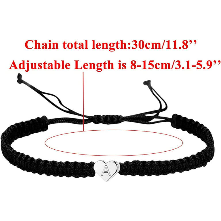 Black Initial Bracelet for Women Men Initial S Charm Letter Bracelets Black String Bracelets with initials Handmade Rope Braided Personalized