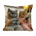 thumbnail image 2 of Cute Animal Cat Throw Pillow Cover Patio Furniture Knitted Design Kitten Family Decorative Cushion Cases Home Décor for Couch Bed Sofa 18x18 Inch, 2 of 6