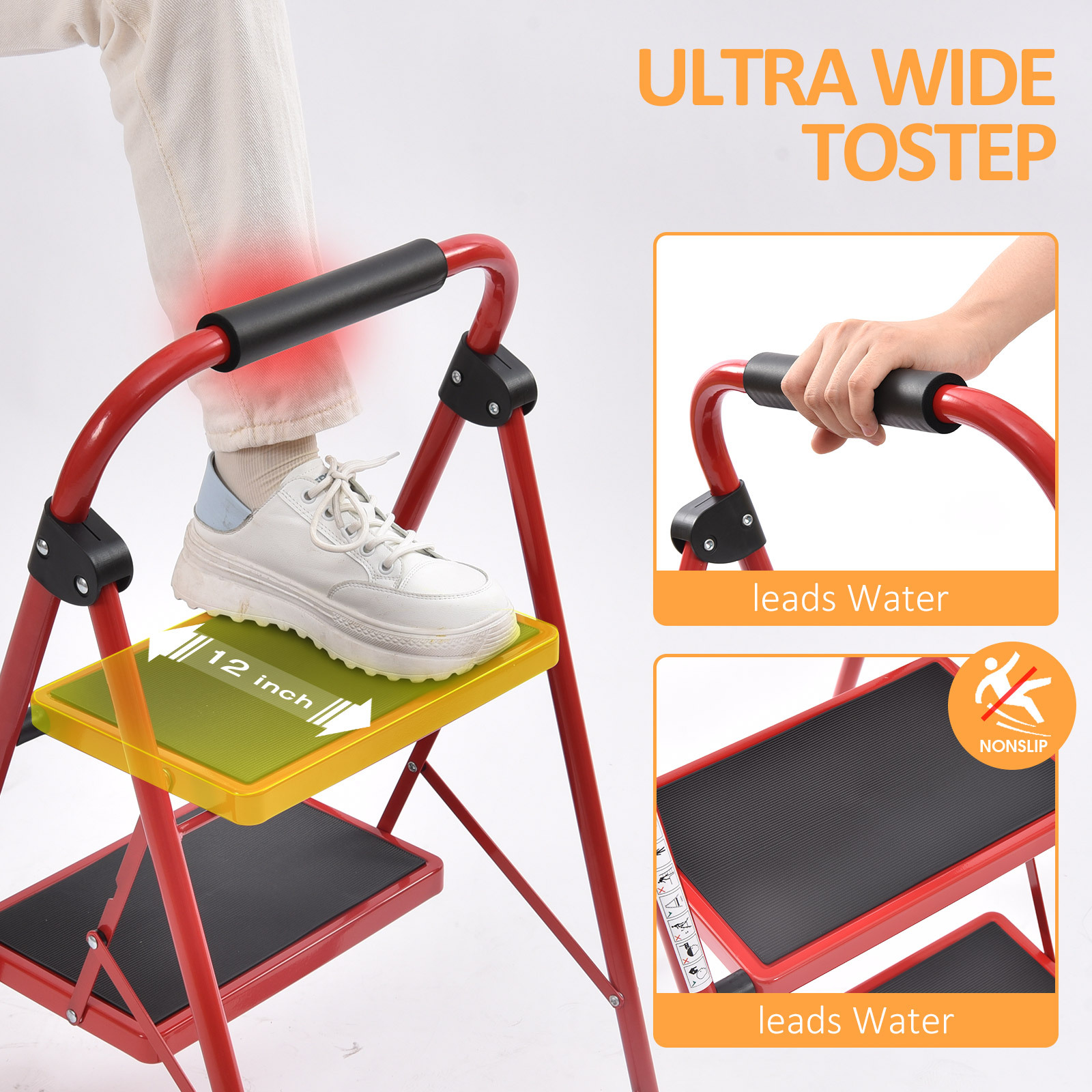 KINGRACK 2-Step Folding Ladder with Handgrip photo 7