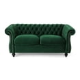 thumbnail image 2 of Velvet Sleeper Loveseat Sofa Bed, 61 Inch Emerald Green Convertible Couch with Pillows for Living Room, Apartment, Office, Small Spaces, 2 of 9
