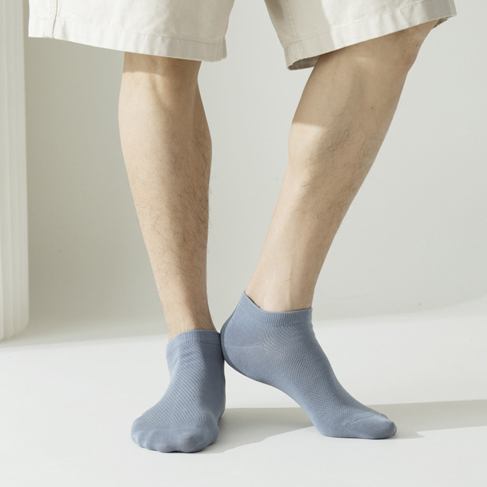 Dolkfu Thin Socks for Men Size 13-15 Low-Cut Blue Ankle Socks 5 Pairs Men's Wicking Athletic Socks