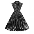 thumbnail image 1 of Vestido sin Mangas para las Mujeres, Vintage Turndown Collar Botón Delantero Polka Dot Impresión, Moda Delgada Midi, 1 of 9