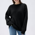 thumbnail image 2 of Womens Oversized Sweaters Ribbed Knit Details Soft Knit Pullover Long Sleeve Tops Casual Fall Crewneck Sweatshirts (2XL, Black), 2 of 6