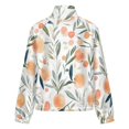 thumbnail image 6 of Jackets for Women Winter Coat Jackets Flannel Stand Collar Jacket(Watercolor Oranges Leafy Pattern Background,Size:S-4XL), 6 of 7