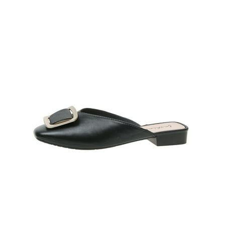 

Women s Square Mules Flats Backless Slip on Square Toe Slides Loafer Shoes Birthday Gifts for Ladies 40 Black