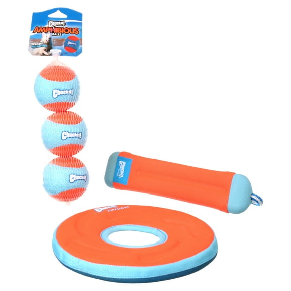 Chuckit! Amphibious Fabric EVA Fetch Balls with Zipflight, Bumper Dog Toys, Value Bundle, Pack of 5