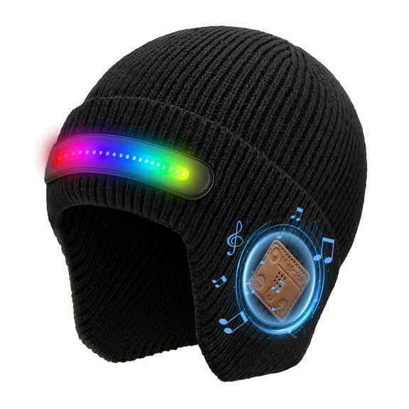Bluetooth Beanie, USB Rechargeable Cap Turban Music Hats with Light for Men Women, Warm Winter Gifts (1PC, D)